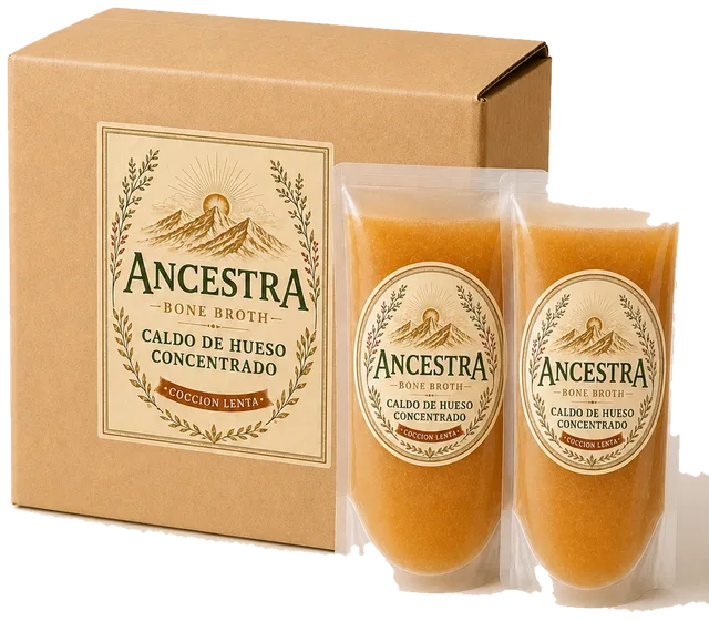 Caja de Ancestra con dos pouches de caldo de hueso concentrado